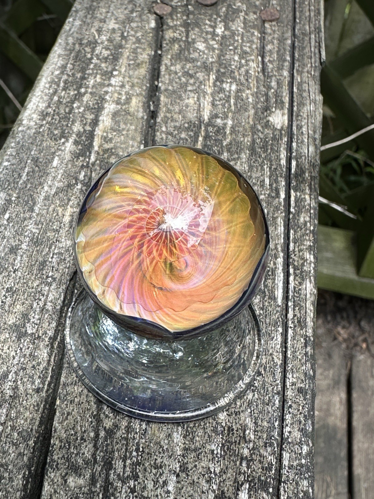 Juba Glass Handmade Lampwork Marble 24k Gold And Silver Fumacello Spiral 1.40