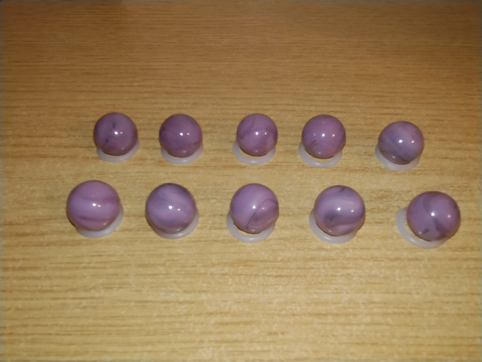 Vintage Lot of 10 Champion Agate Company Pink Purple Lavender Swirl 5/8″ Marbles