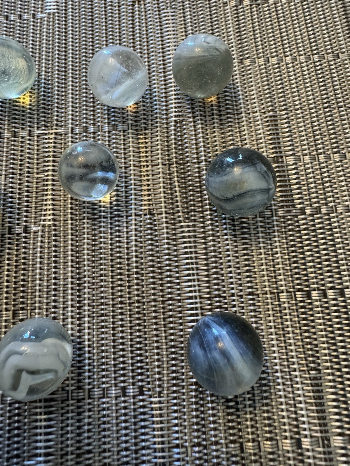 Original Antique Vintage Old Marbles Clear With White Lot Of 11 14.4 MM