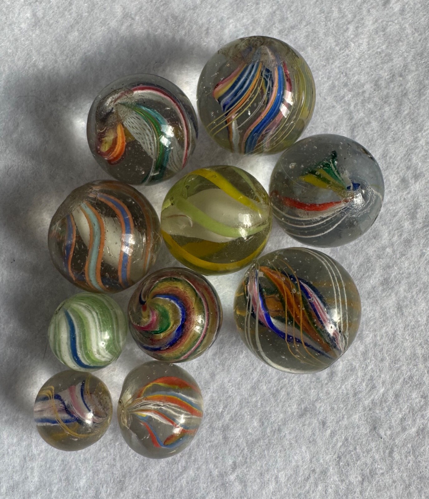 Superb Group Of 10 Marbles 12mm (15/32”) to 18.5mm (23/32”)