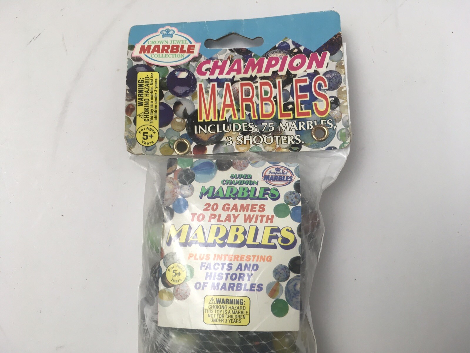 Champion Marbles Bag of 75 Variety 3 Shooters some confetti marbles 1996