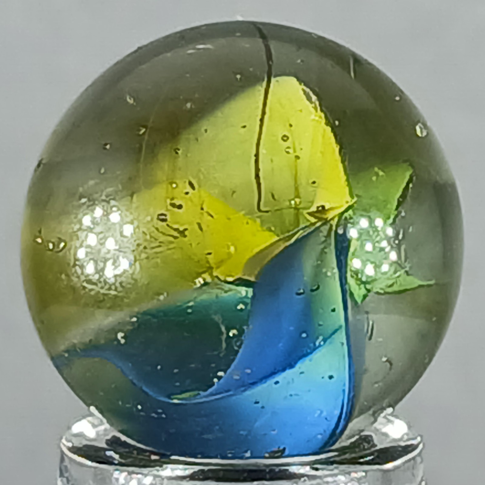 Vintage Tri-Color Hybrid Cat’s Eye Marble .62 Inches Near-Mint Condition