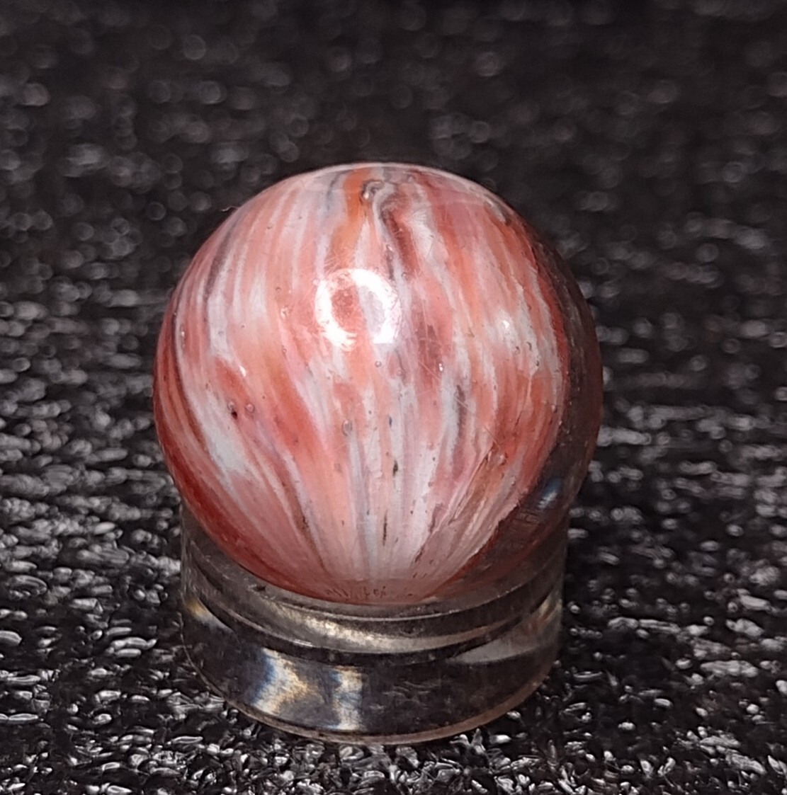.70″ ✨☁️ SILVER MICA EOD Shrunken OnionSkin Swirl Antique Glass German Marbles