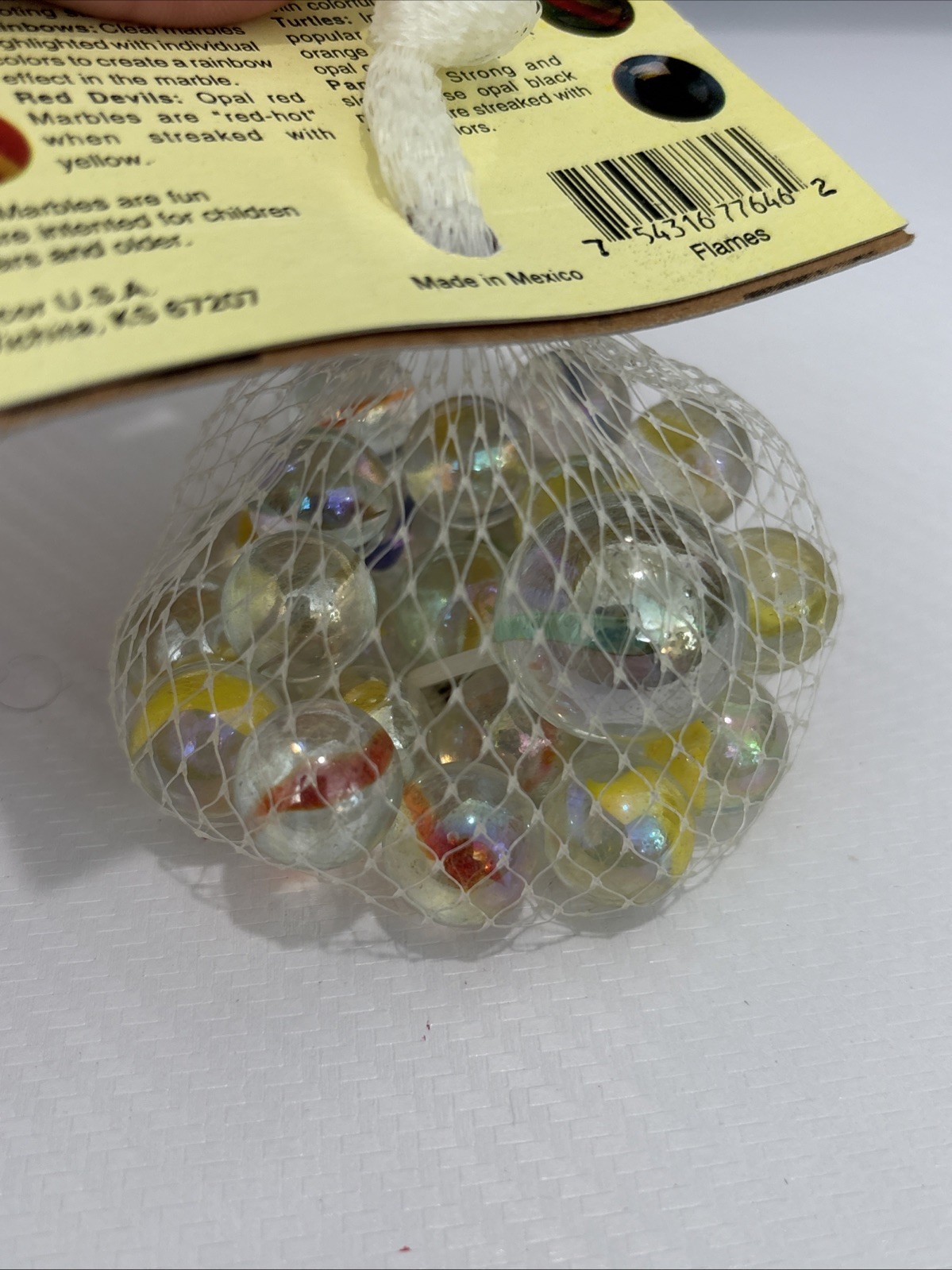 “FLAMES” VACOR MEGA MARBLES Vintage 1990s Net Bag 24 16mm/1 25mm Shooter