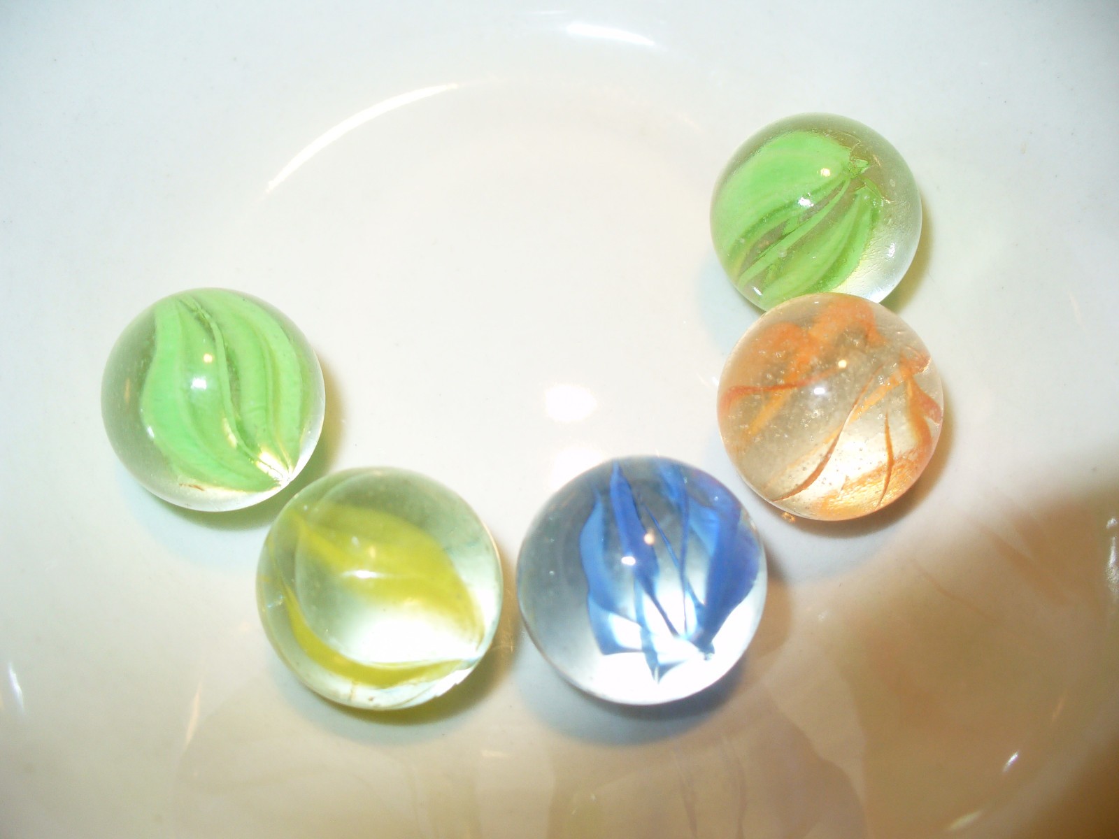 🔥 5 Vintage 6- 8 Vein Cats Eye Marbles Real good Condition