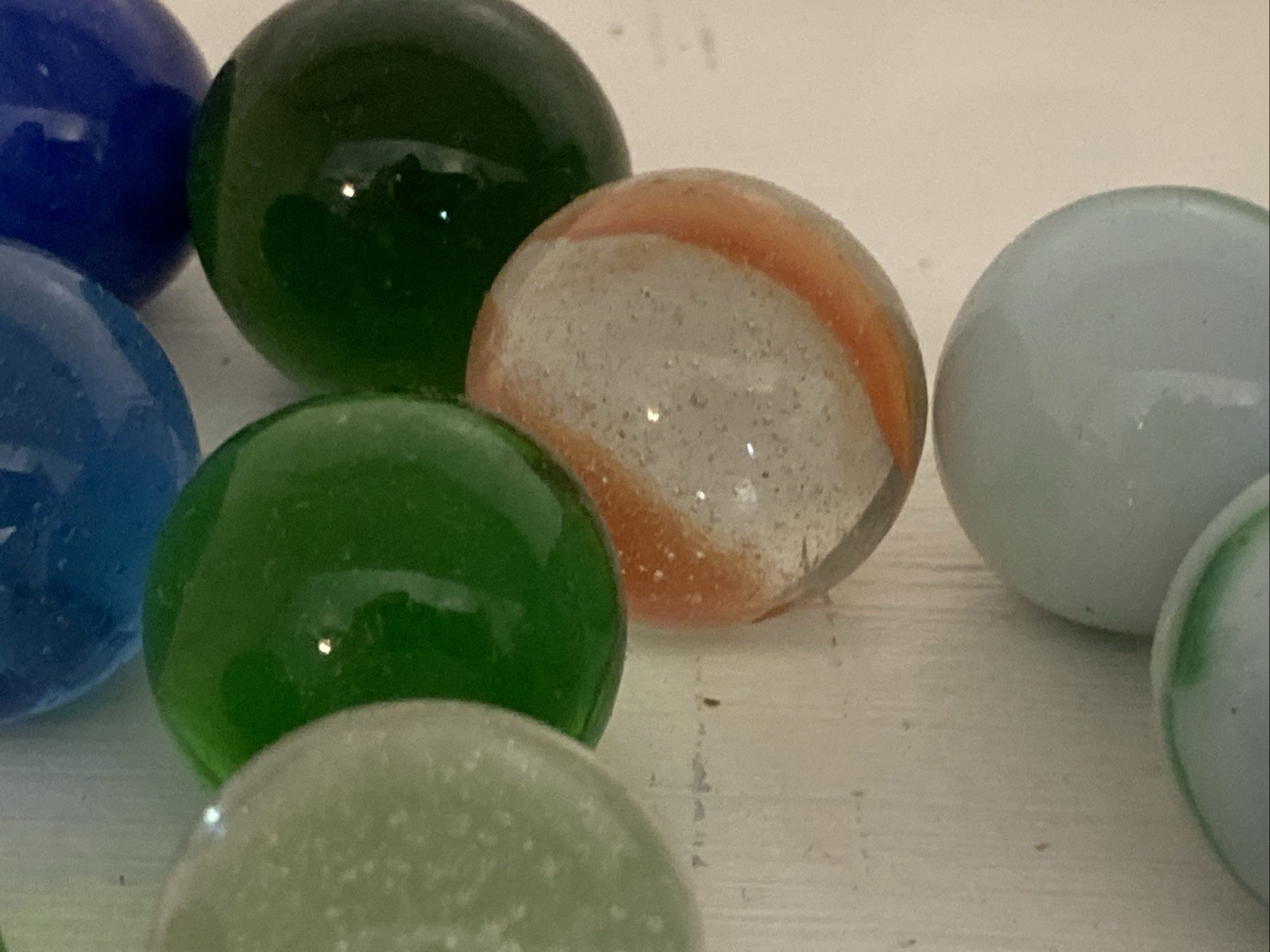 Vintage Glass Marble Lot of 14 various sizes & patterns – Swirls & Solids 1970s