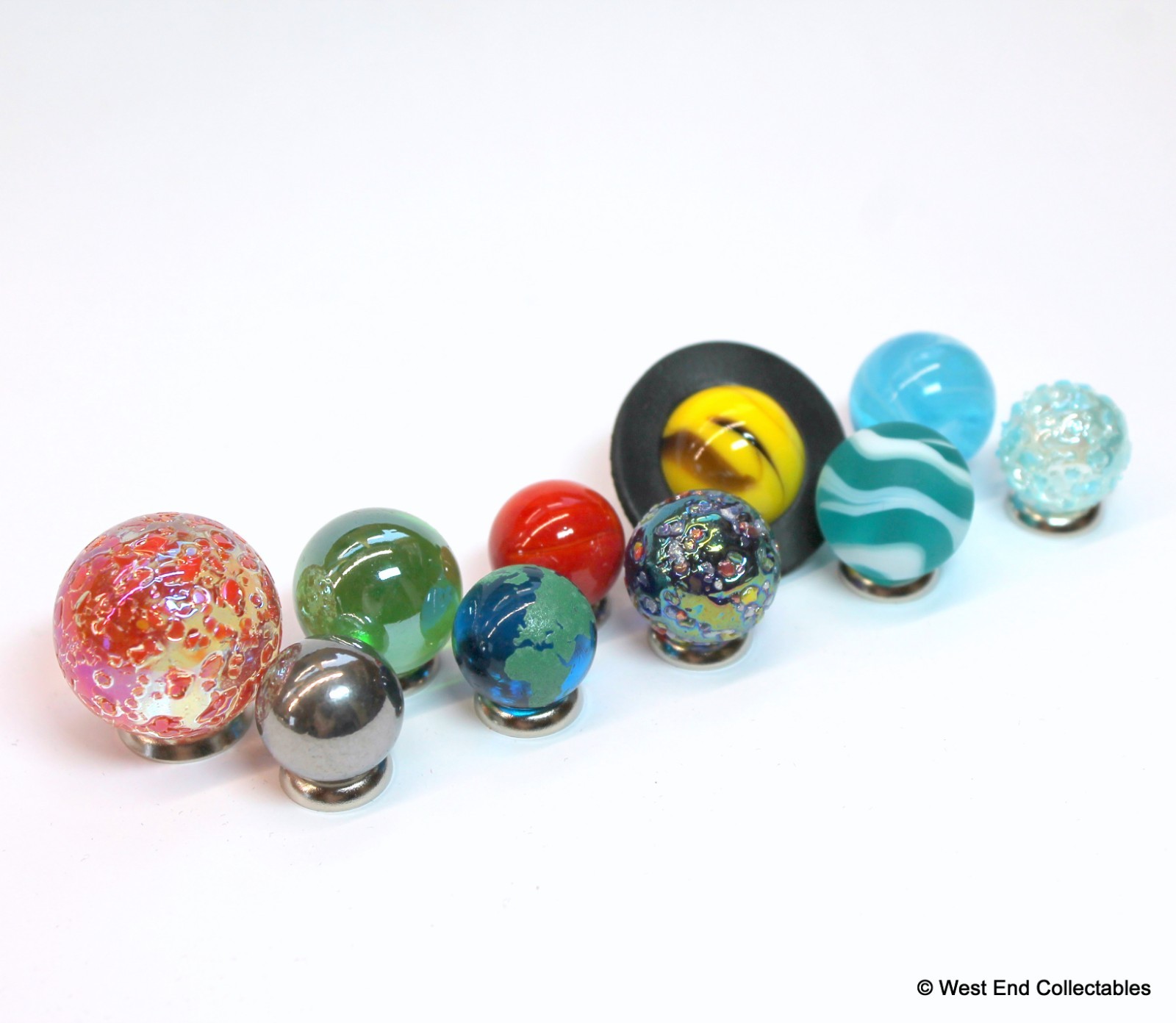 Collectors Mini Solar System Display Marbles Set – 14-22mm Globe Planet Glass
