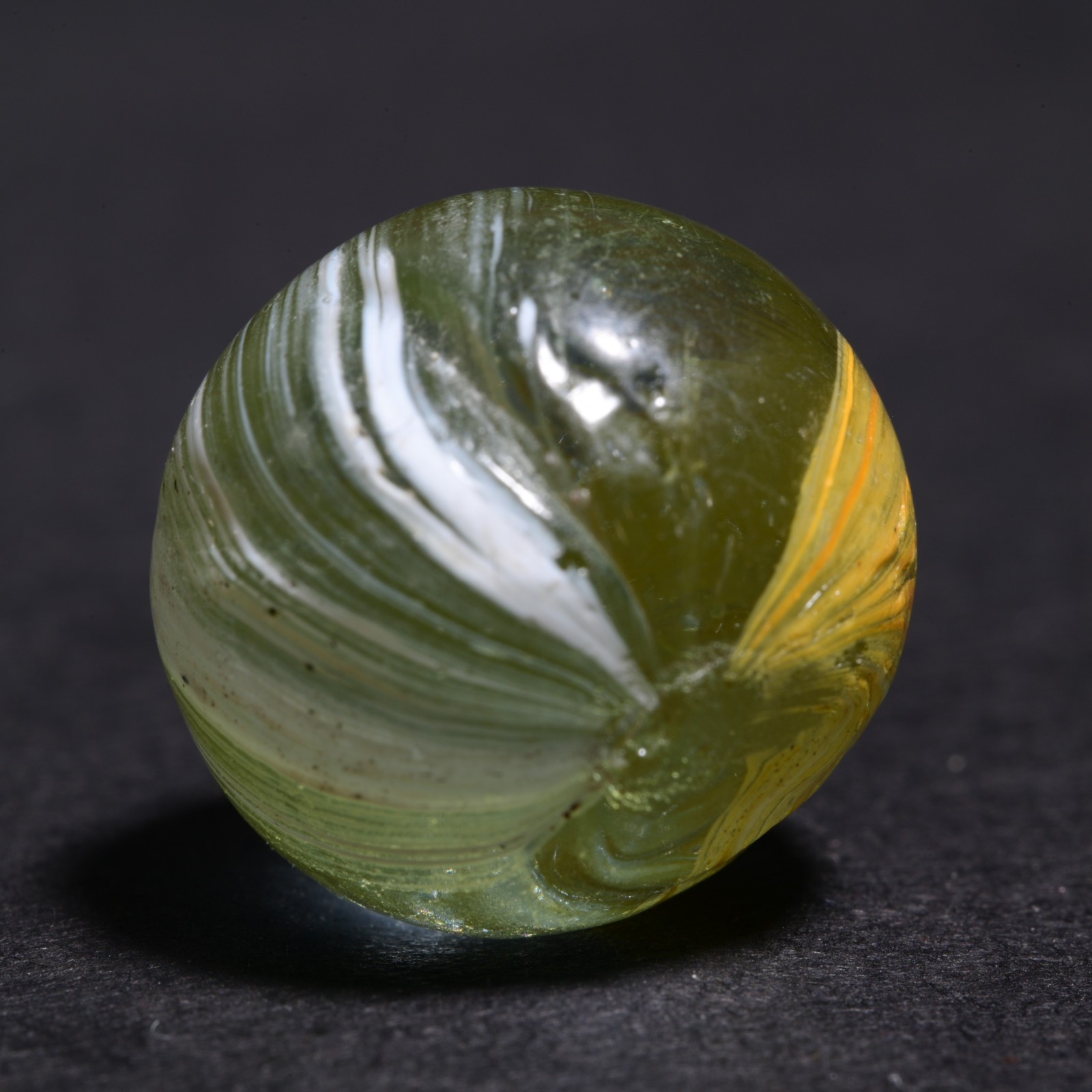Indian Marble German Handmade Antique 2-Panel Ice & Egg Yolk 15.1mm 19/32”