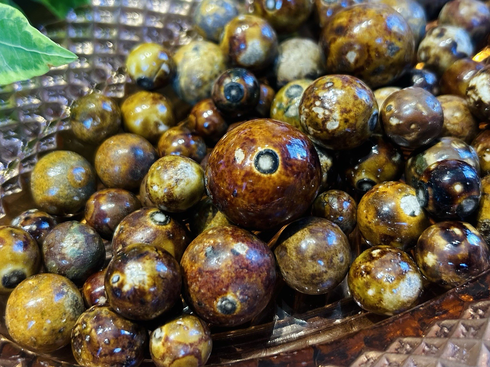 *175 Count* ANTIQUE BENNINGTON MARBLES~ Brown Salt Glazed Clay~