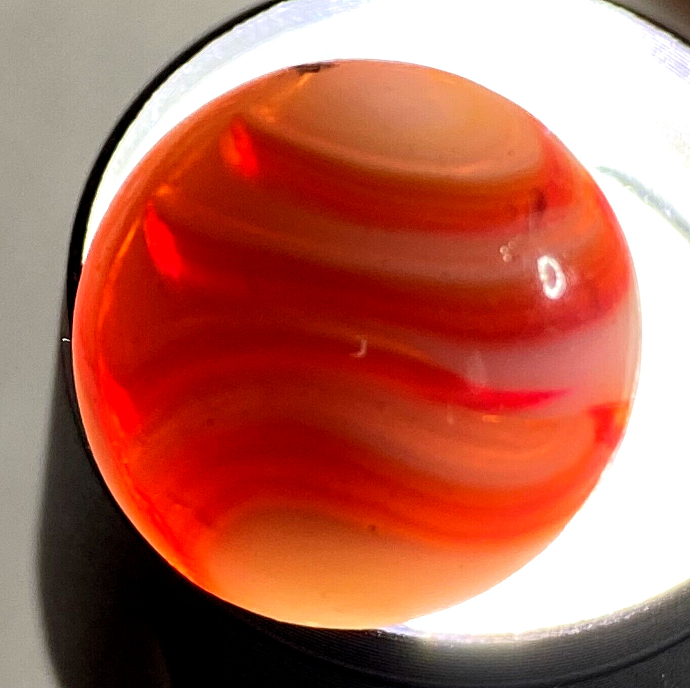 DUG CUT LINE ! CAC OR CHAMPION 0.63 AGATE ORANGE SWIRL FLAMES NM MD19