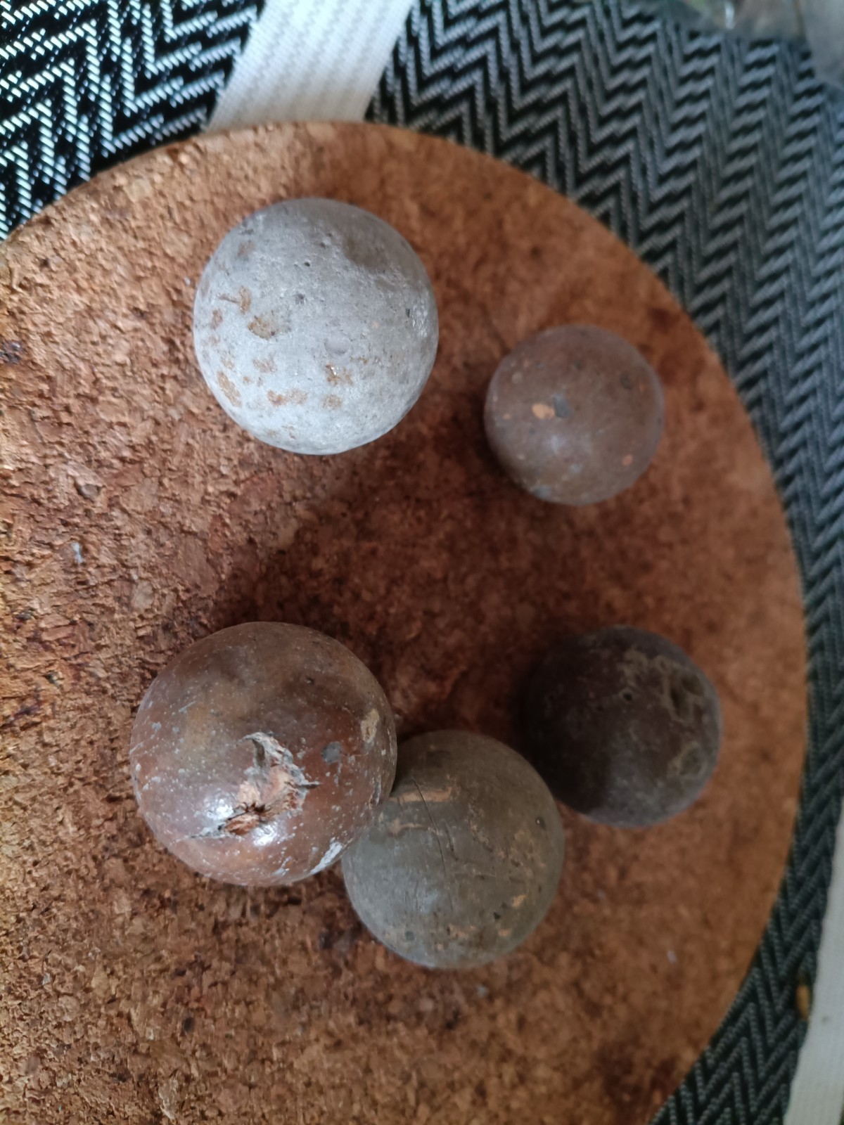 5 Large 17th Century Stoneware Marbles