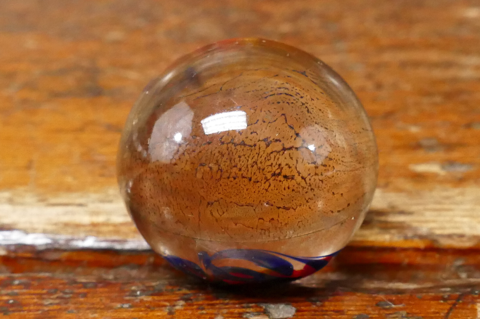 Vintage Hand Blown Art Glass Marble Yellow Red Cloud/Flower Design – 1 1/8”