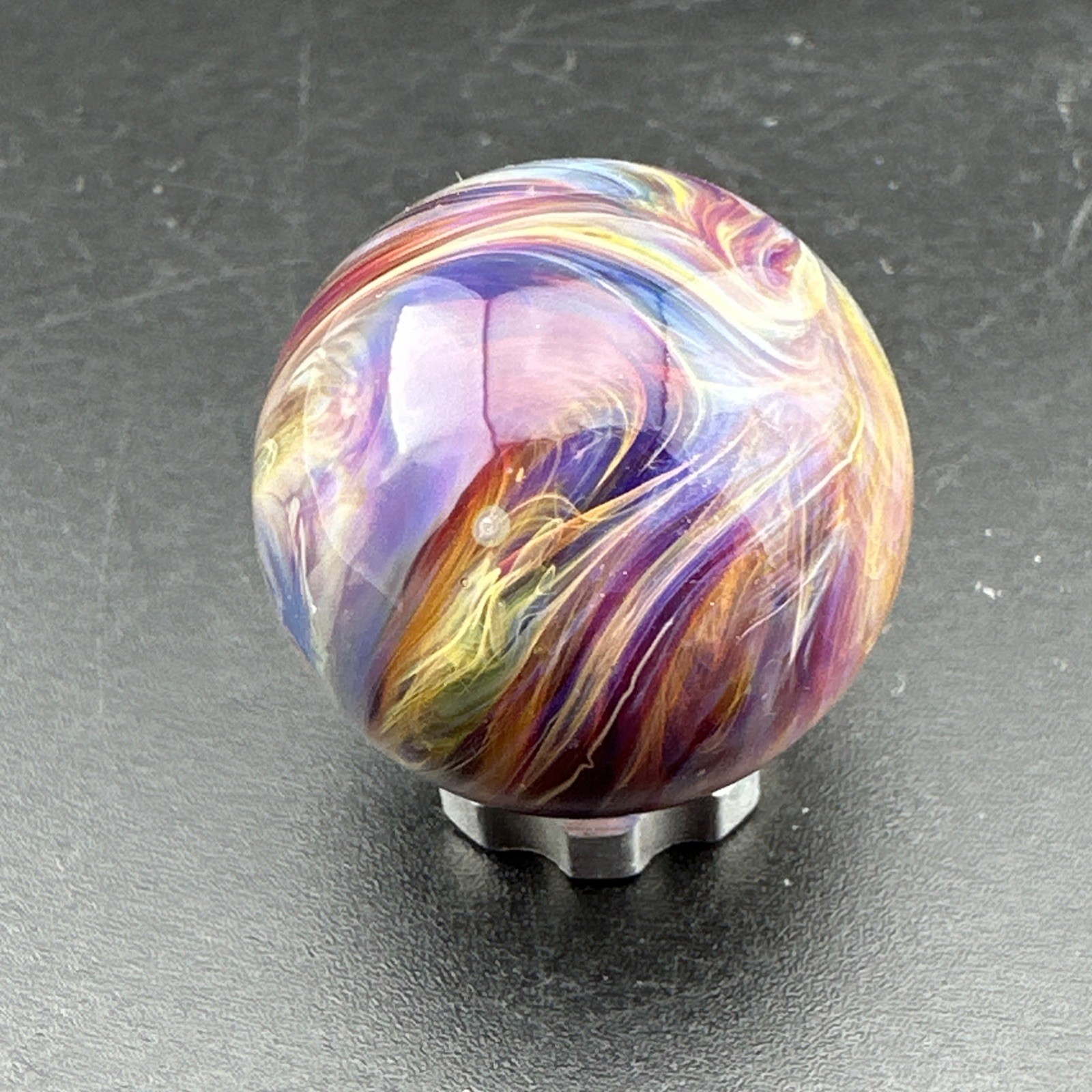 Contemporary Handmade Art Glass Marble .97″ Layered Swirl MIB, Dreamy Chaos Boro
