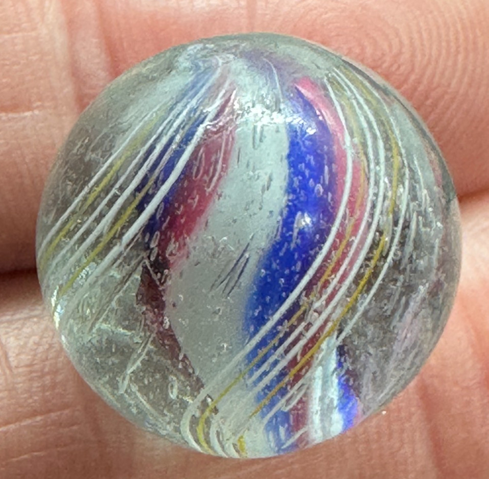 SOLID CORE SWIRL MARBLE .68″ HANDMADE ANTIQUE old toy GERMAN 17.5 mm M