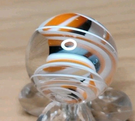 .74″ CONTEMPORARY MARBLES – “ORANGE CREAM” SPIRAL (SIGNED) MINT