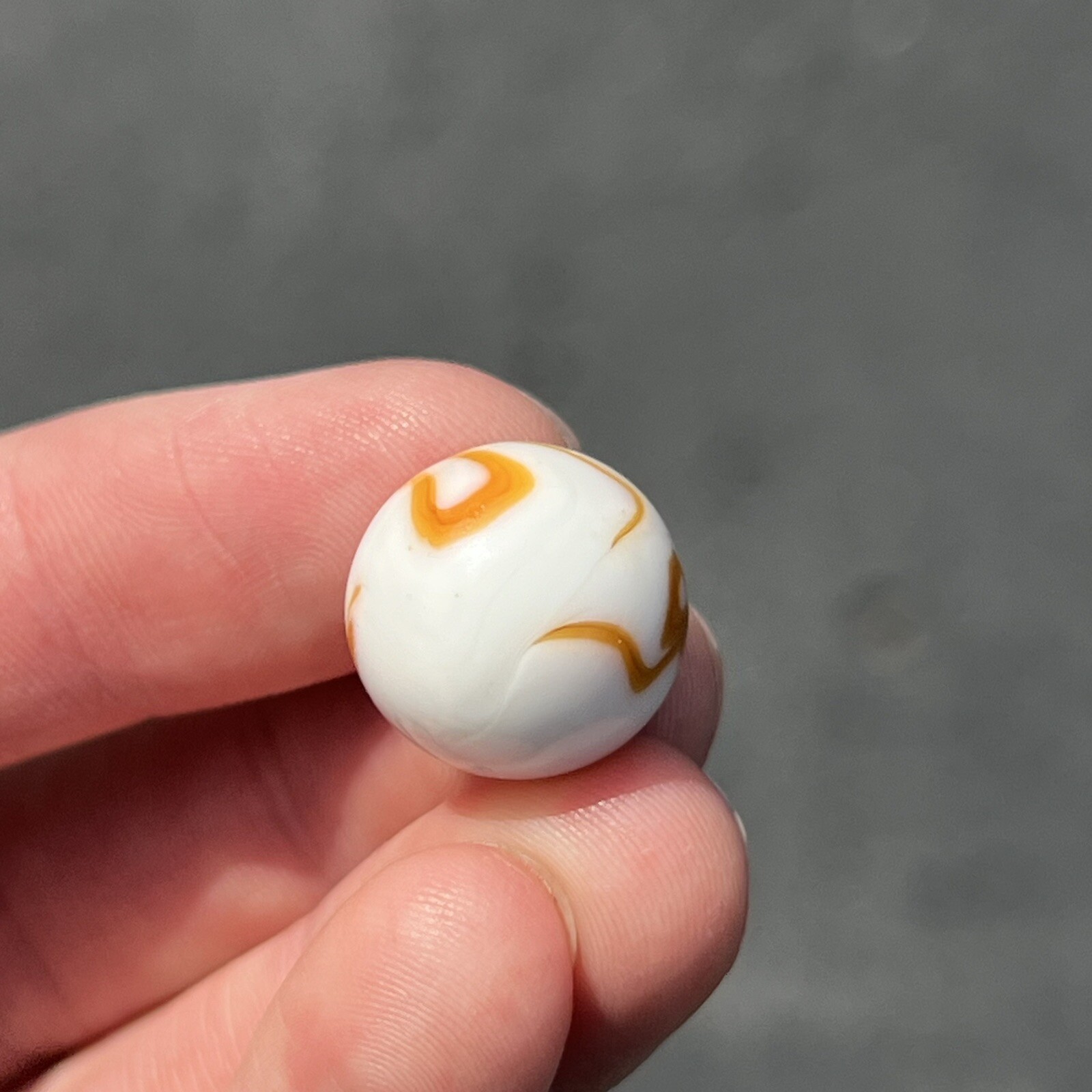 Vintage Akro Agate Peltier Pastel Swirl Glass Marble .6” Orange White