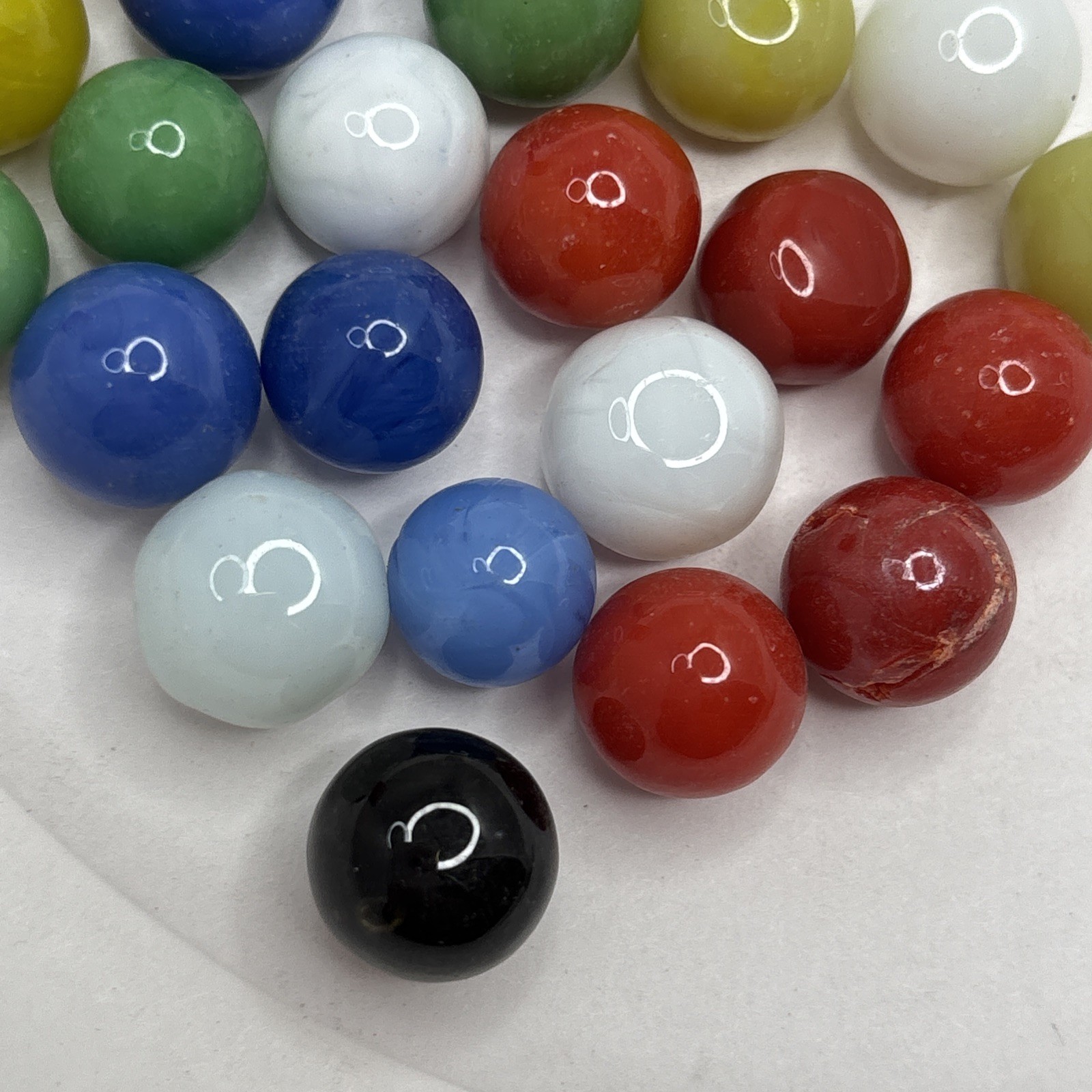 Vintage Bright Color Glass Marbles Lot of 25 Peewee Size B5 Some Imperfections