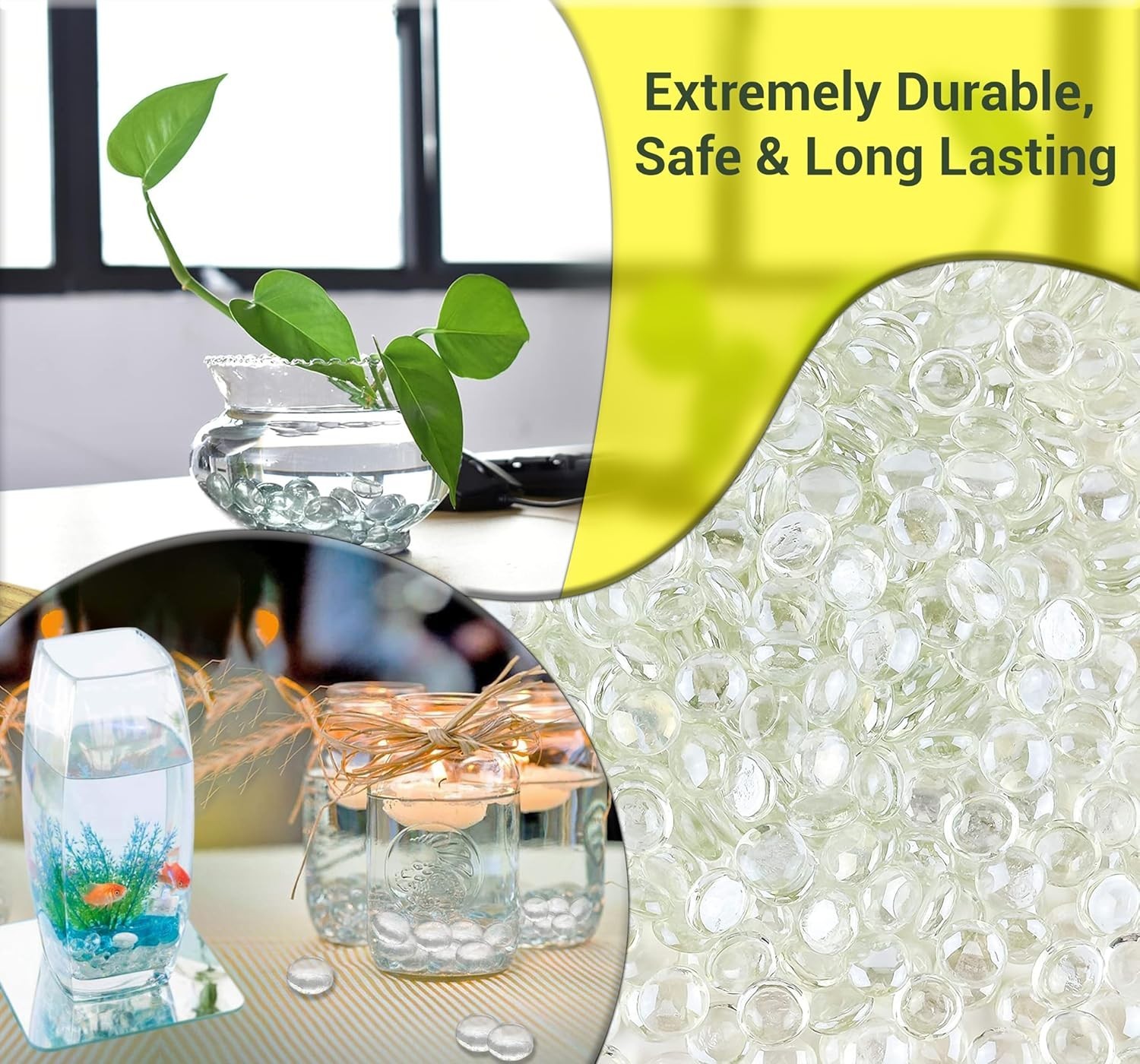 Bulk 200 Count Medium Flat Glass Marbles – Perfect for Home Decor & Centerpieces