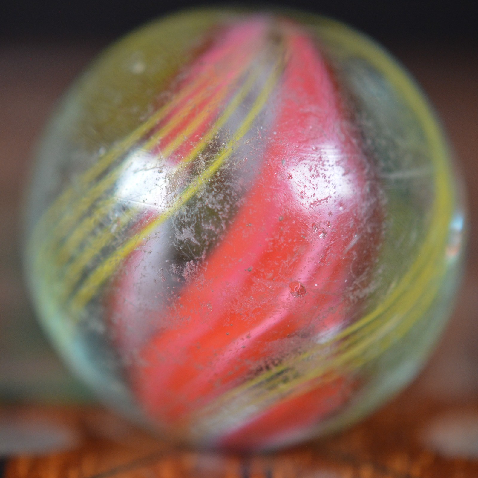 Handmade Red & Pink Divided Core Marble, 1.1 in, Shooter, Good+, Germany, S1602