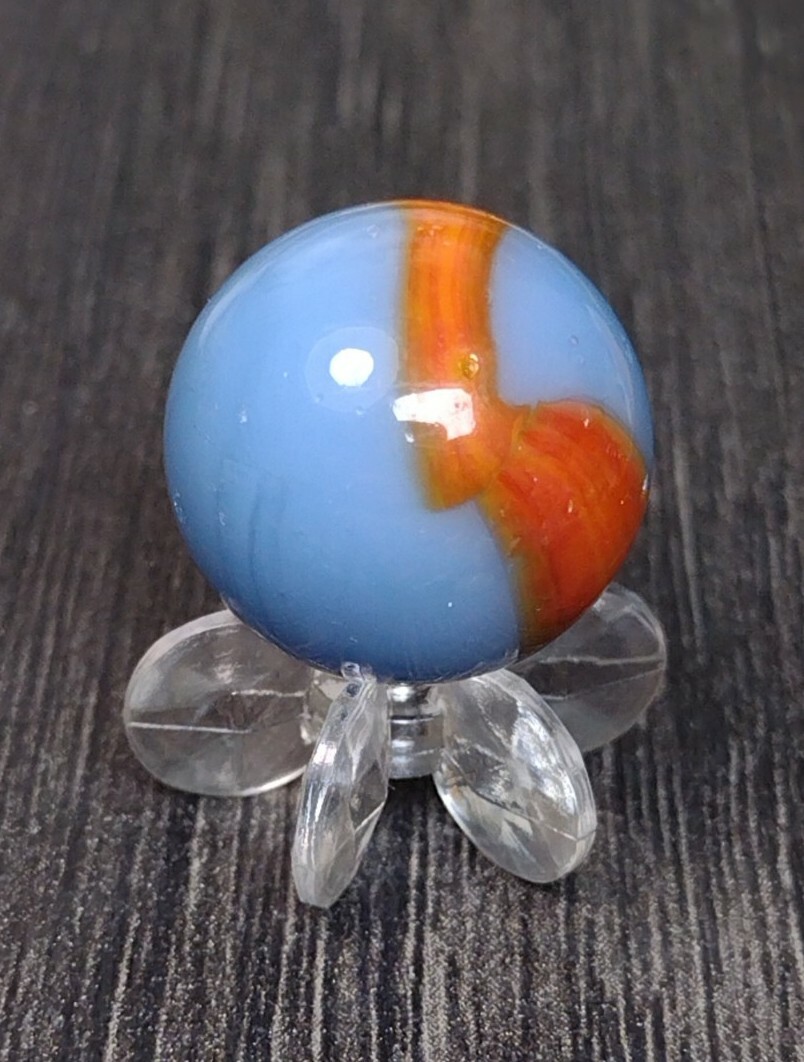 ROBIN BLUE & ORANGE PELTIER RAINBO Ribbon Patch Old Toys VINTAGE Marbles .60″