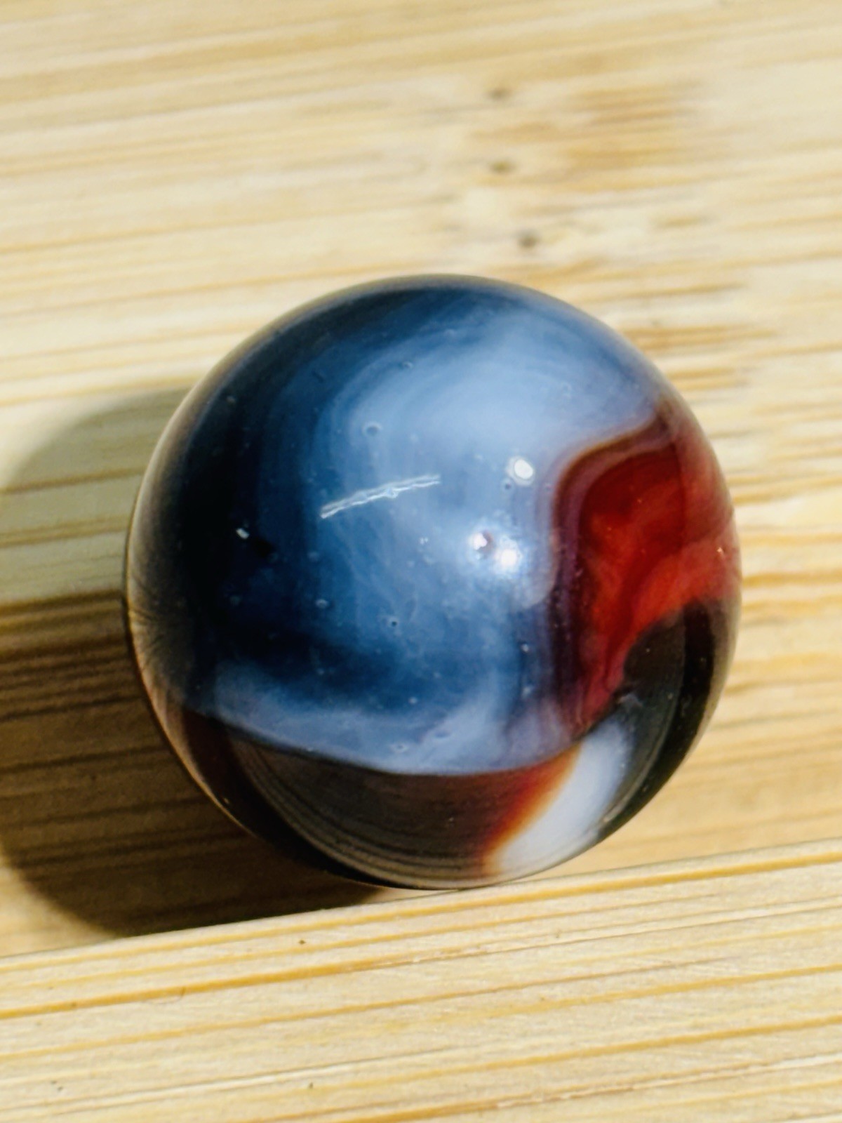 WOW Peltier Glass Tricolor Oxblood Marble Near Mint Or Better UV 0.62” 5/8