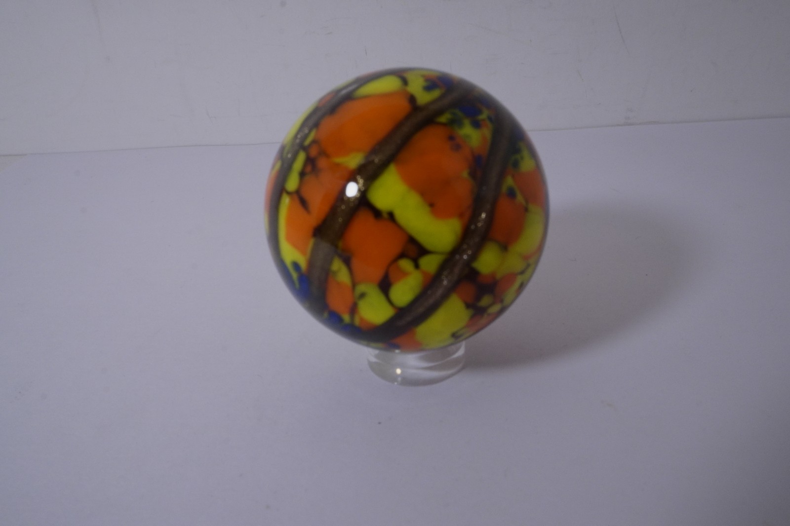 A Lovely New Rainbow Colored Handmade Guinea Glass Marble 41 MM = 1-5/8″ Dia.