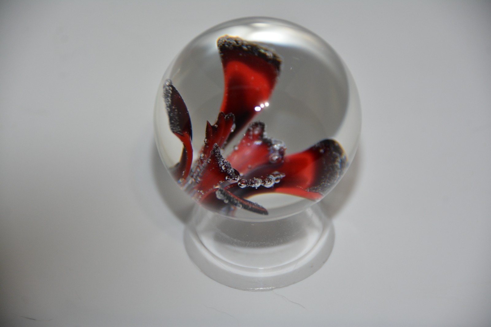Contemporary art glass handmade borosilicate “flower” marble 1.654 inches tall