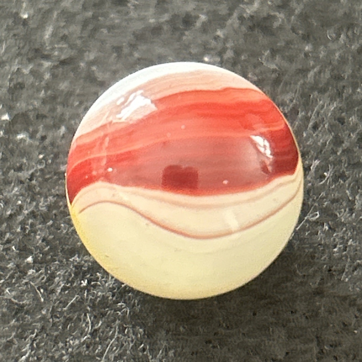 Vintage Akro Agate Oxblood Patch Marble. .56″ Mint Condition