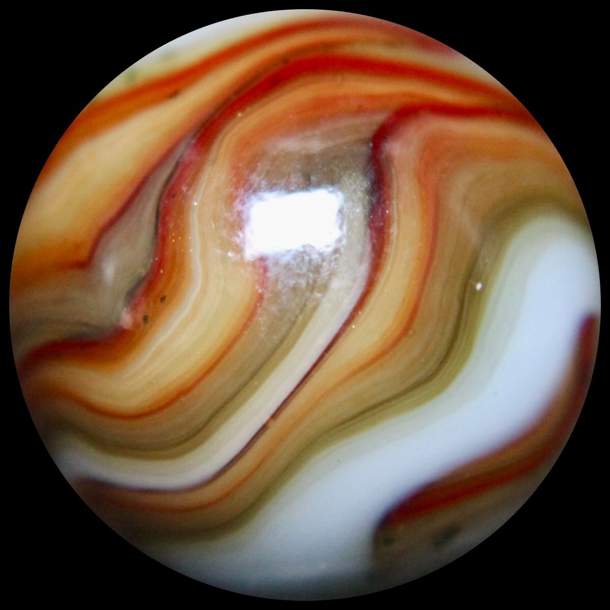 JABO Kokomo Glass Marble Collector Series: Rare KOG Red Flames