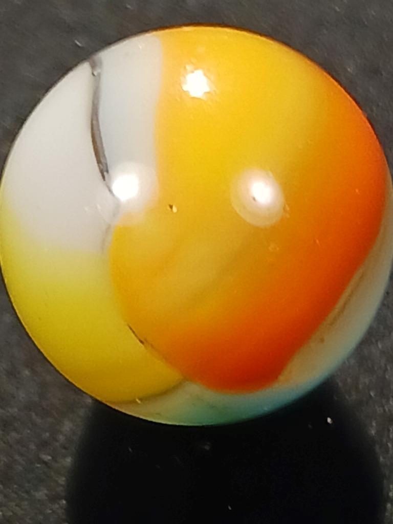 Vitro Agate .55″ Robin Egg Blue Orange Yellow Tiger Eye NM Serious Marble A160