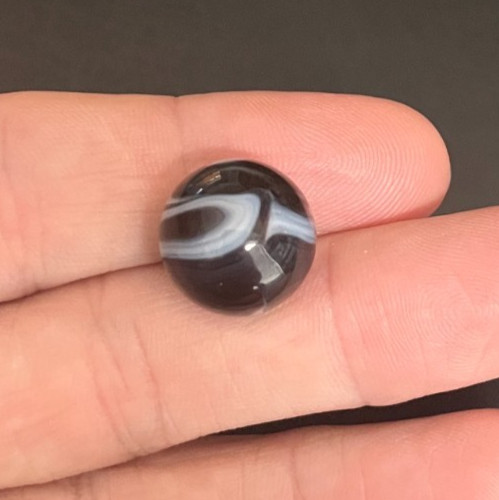 Nice Vintage Marble Akro or Peltier? Blue on Black Bands – from Old Estate (#14)