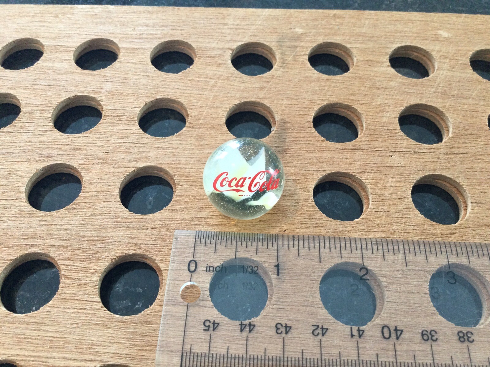 Vintage | Coca-Cola | Clear & Yellow | Glass Marble | 1991