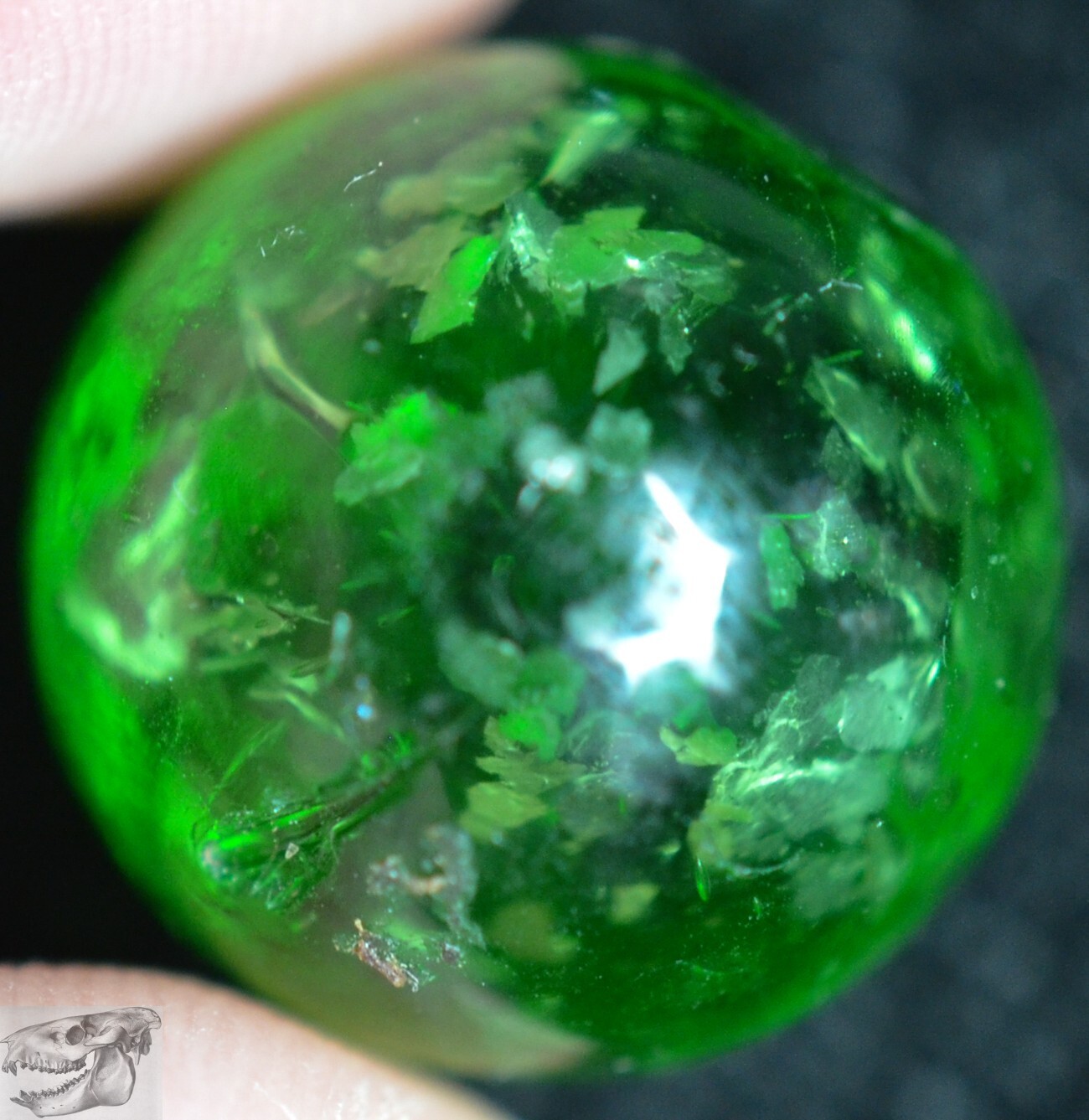 Handmade Green Mica Marble, 11/16 in, Polished, Large Flakes, Germany S907
