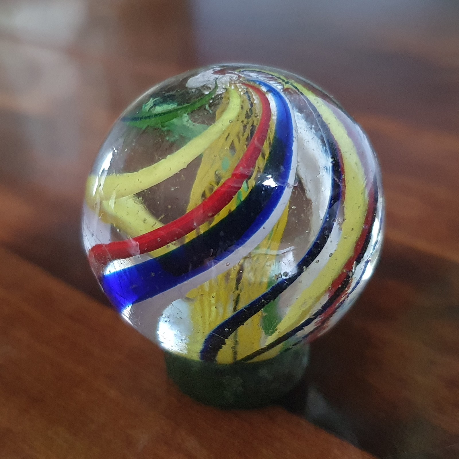 38mm / 1.5” Stunning German Signature Latticino Core Multicolor Swirl Marble