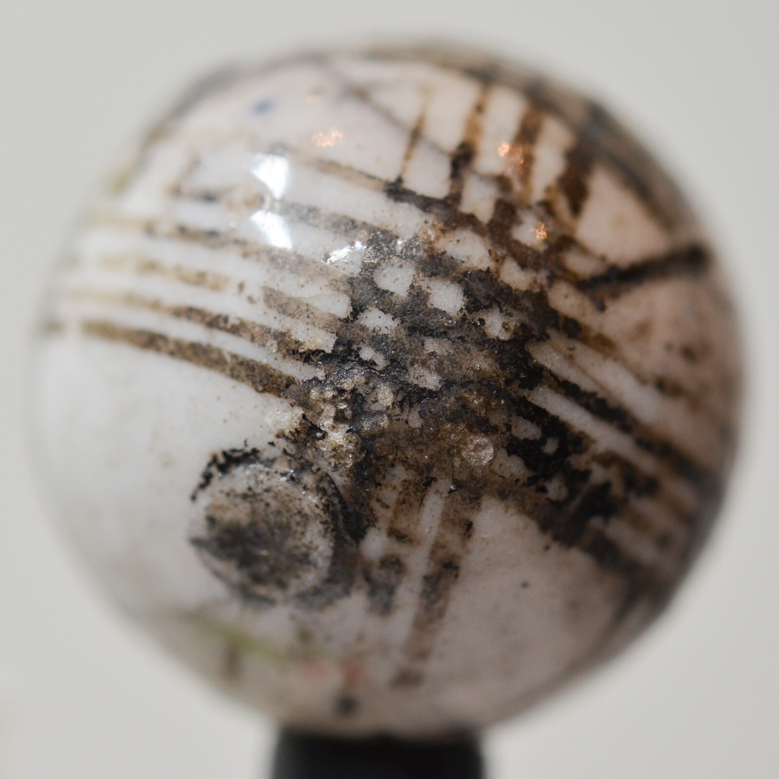 Large Handmade Lined Glazed China Marble, 1 in, Mint, Germany, S1482