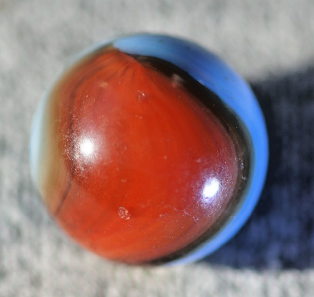 Master Marble Co. Meteor/Comet (?) Patch, Aventurine Red on Blue. 5/8″ #32