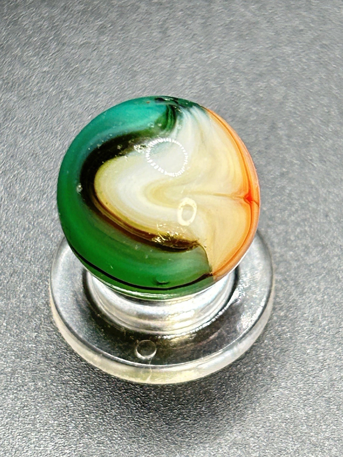 Vintage Vitro Agate Blended Trilite Helmet Marble w/ Oxblood 0.629”