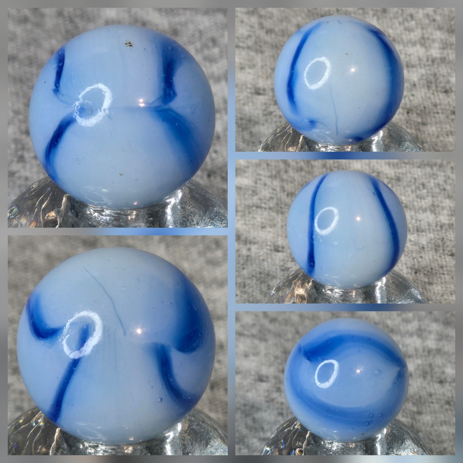 20 Peltier National Line Rainbo NLR Blue Baseball Pattern Marbles #002