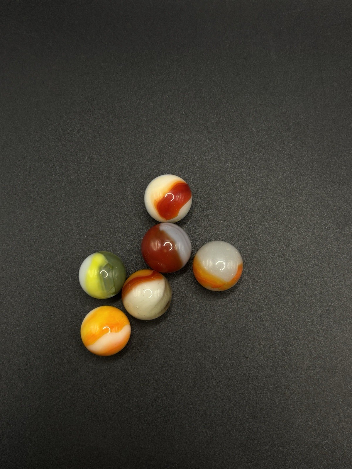 Lot of 5 Vintage Machine Made Swirl Marbles Mixed Colors Akro Marble King?