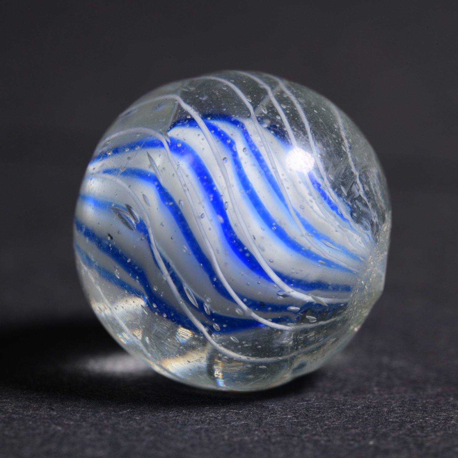 Candy Cane Solid Core German Handmade Antique Marble Caged Cobalt 17.9mm 11/16”