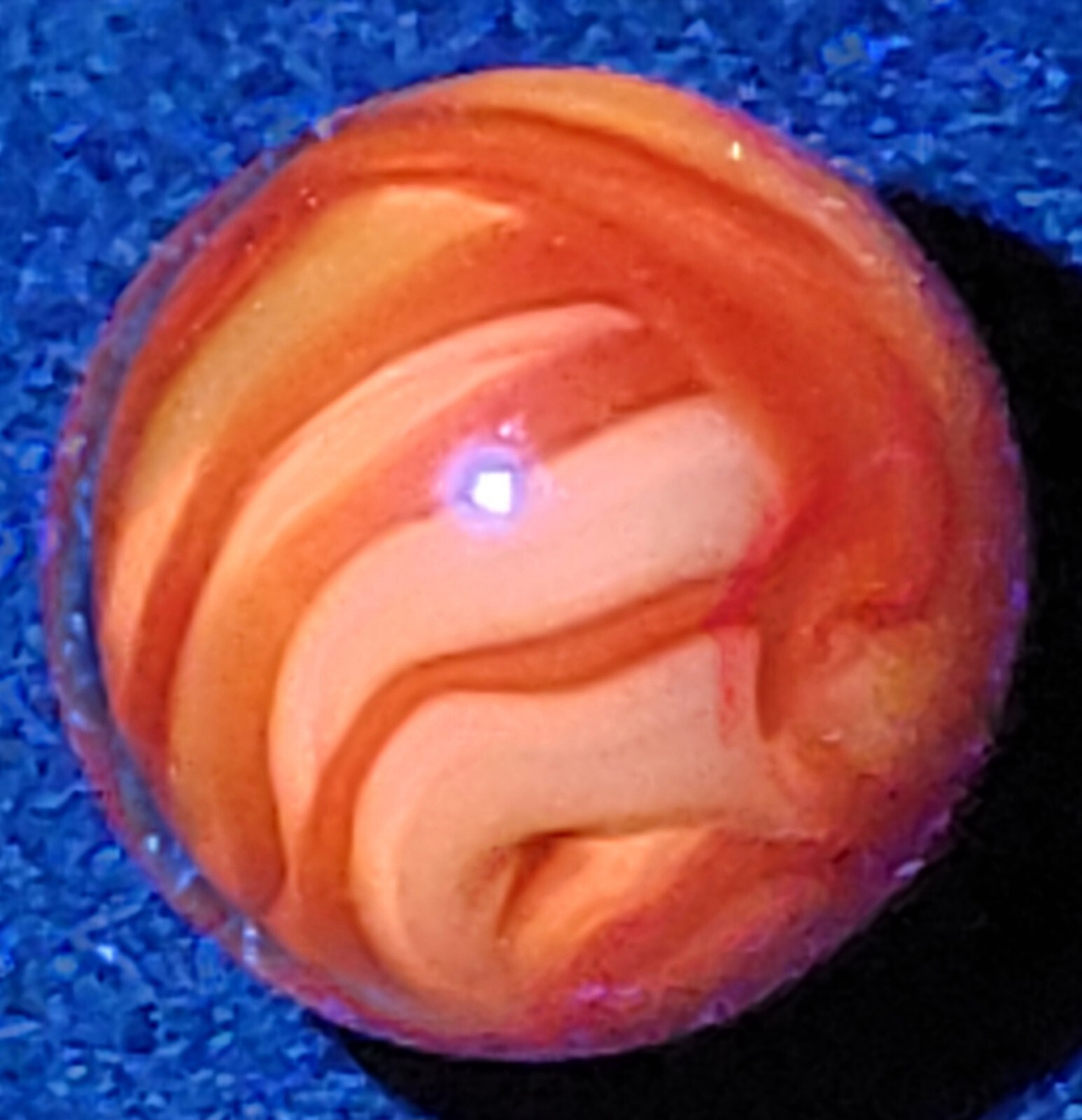 Alley Agate (Pennsboro) Vtg Marble Gorgeous FLAME Swirl MINT Cadmium GLOW .63