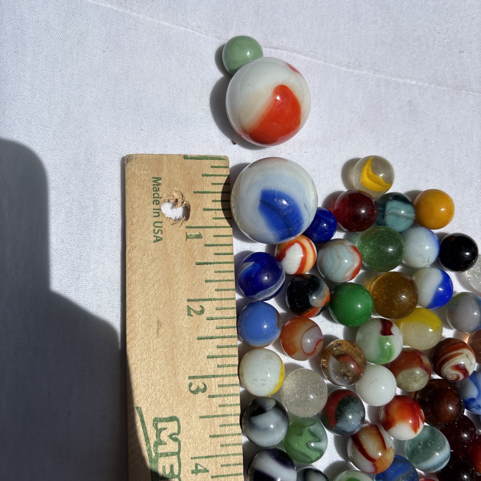 Original Lot Antique Vintage Old Marbles Swirl Blue Green Orange Clear Glass