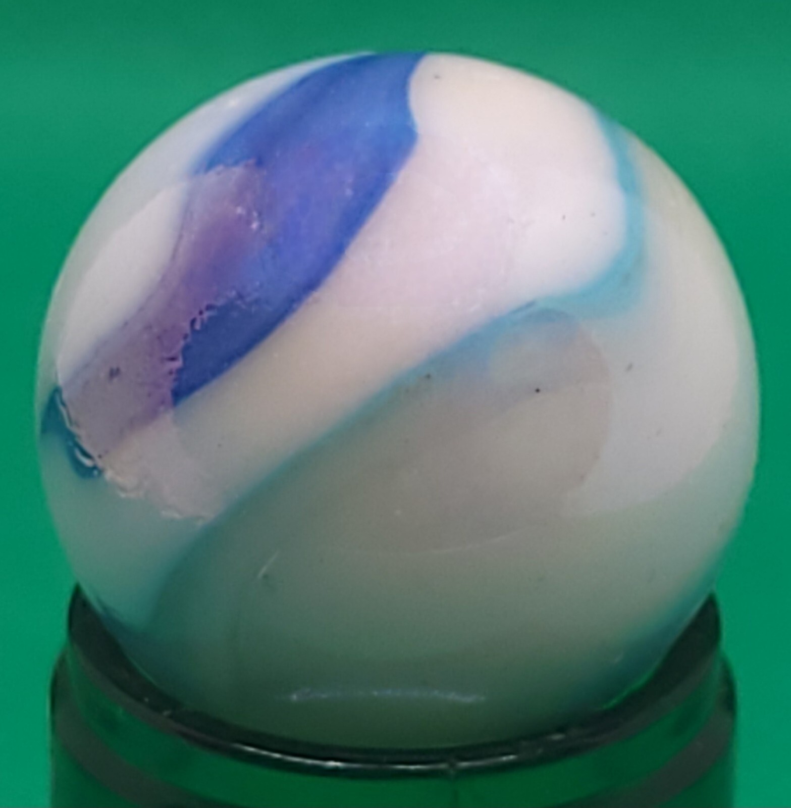 Vintage Peltier Rainbo Blue Zebra Swirl Marble Shooter 26mm