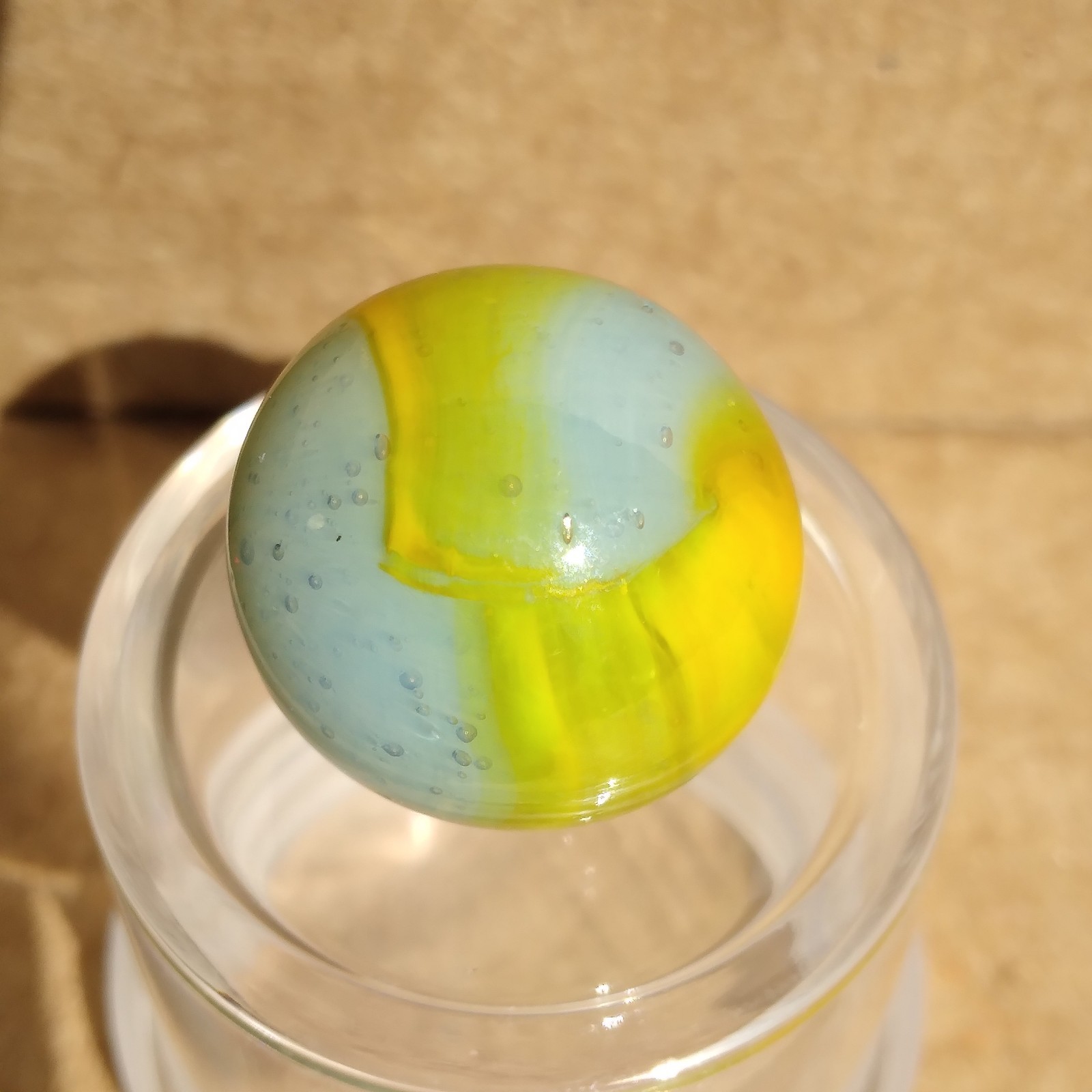 .62″ Vintage Ribbon Marble- Seedy Blue Yellow- Kokomo Peltier