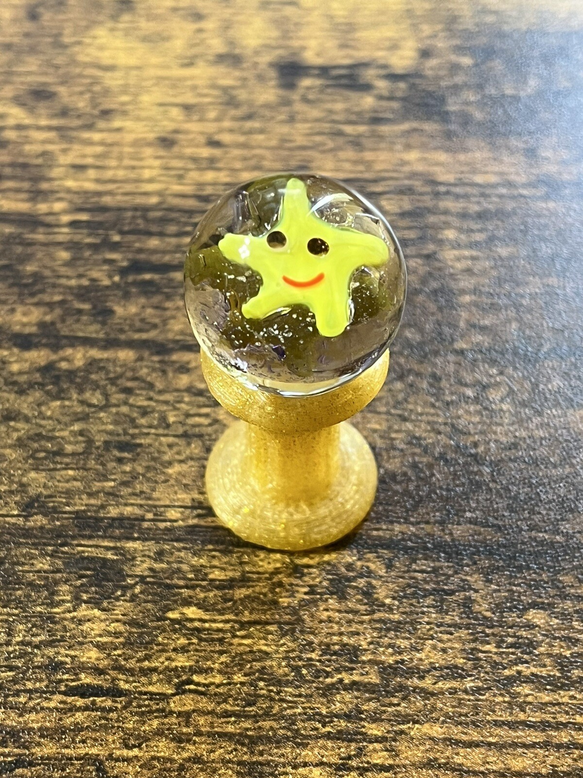 Starfish Clear Glass Marble 0.63″ Double-sided Ocean Beach