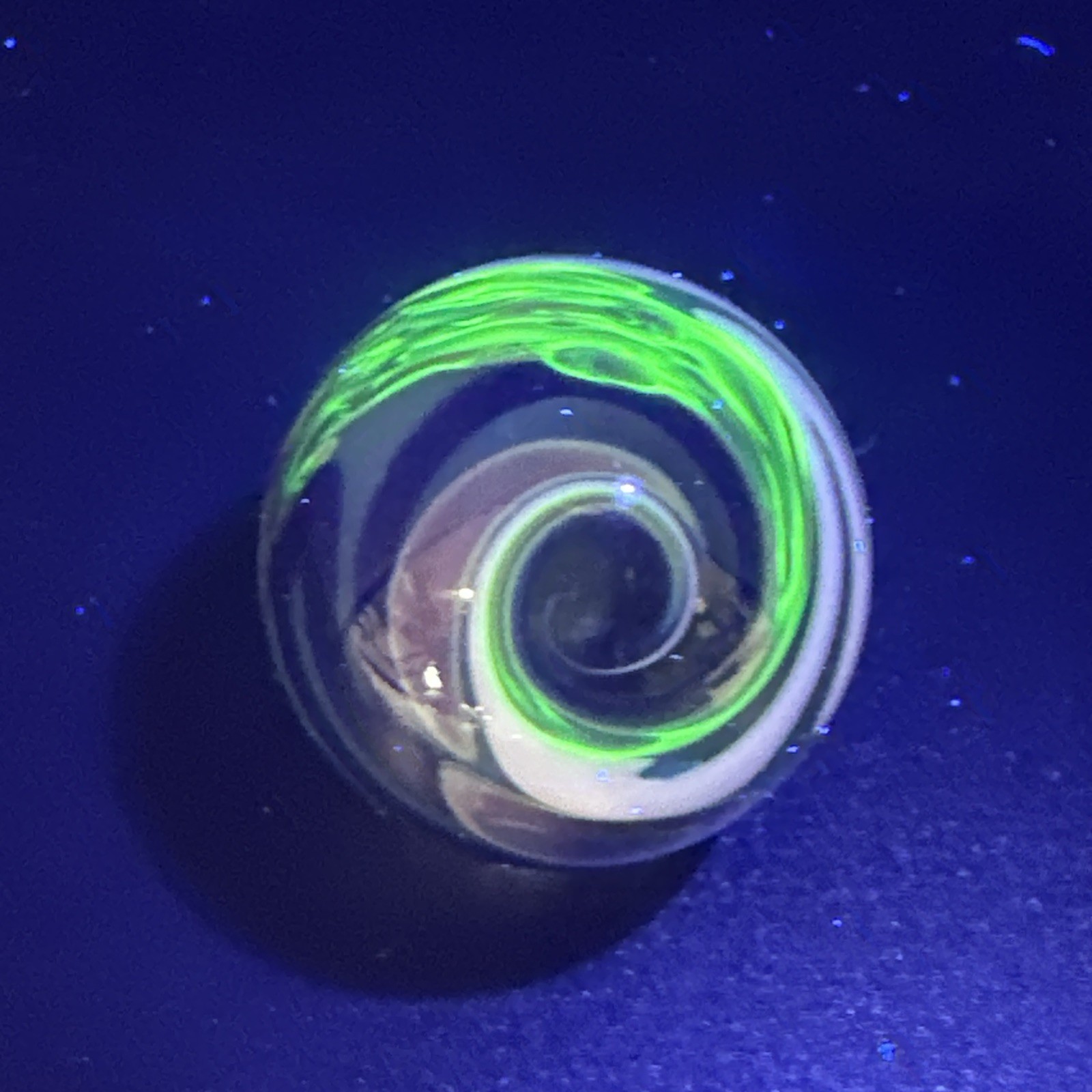 Contemporary Handmade Art Glass Marble 1.06″ Swirl MIB With UV Green, White, Etc