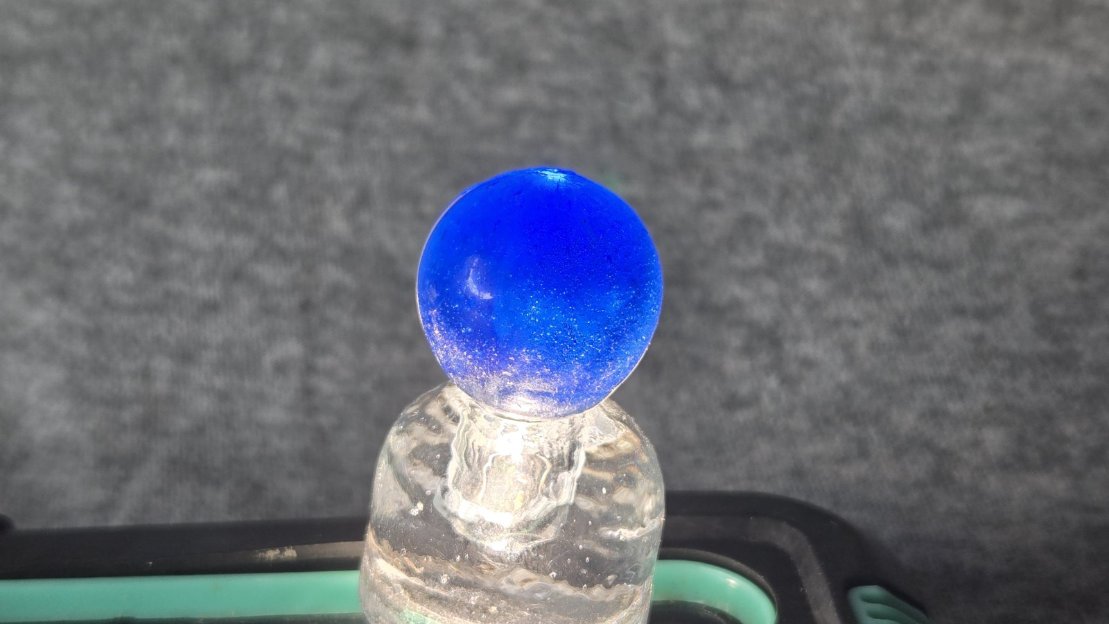 Handmade German Marble – Translucent Blue with Two White Stripes Vintage #001