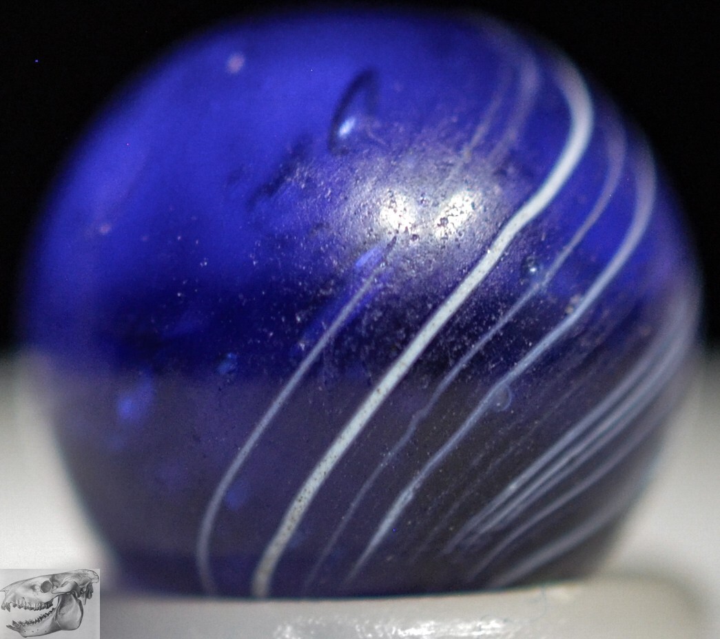 Handmade Peewee Indian Marble, Blue Maglite, 1/2 in, Near Mint+, Germany, S1113