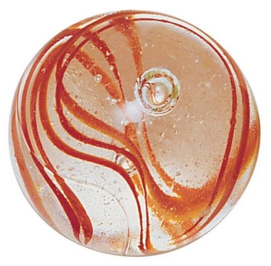 42mm Orange Lustered Spaghetti 1.65″ Glass Massive Marble Iridescent with Swirls