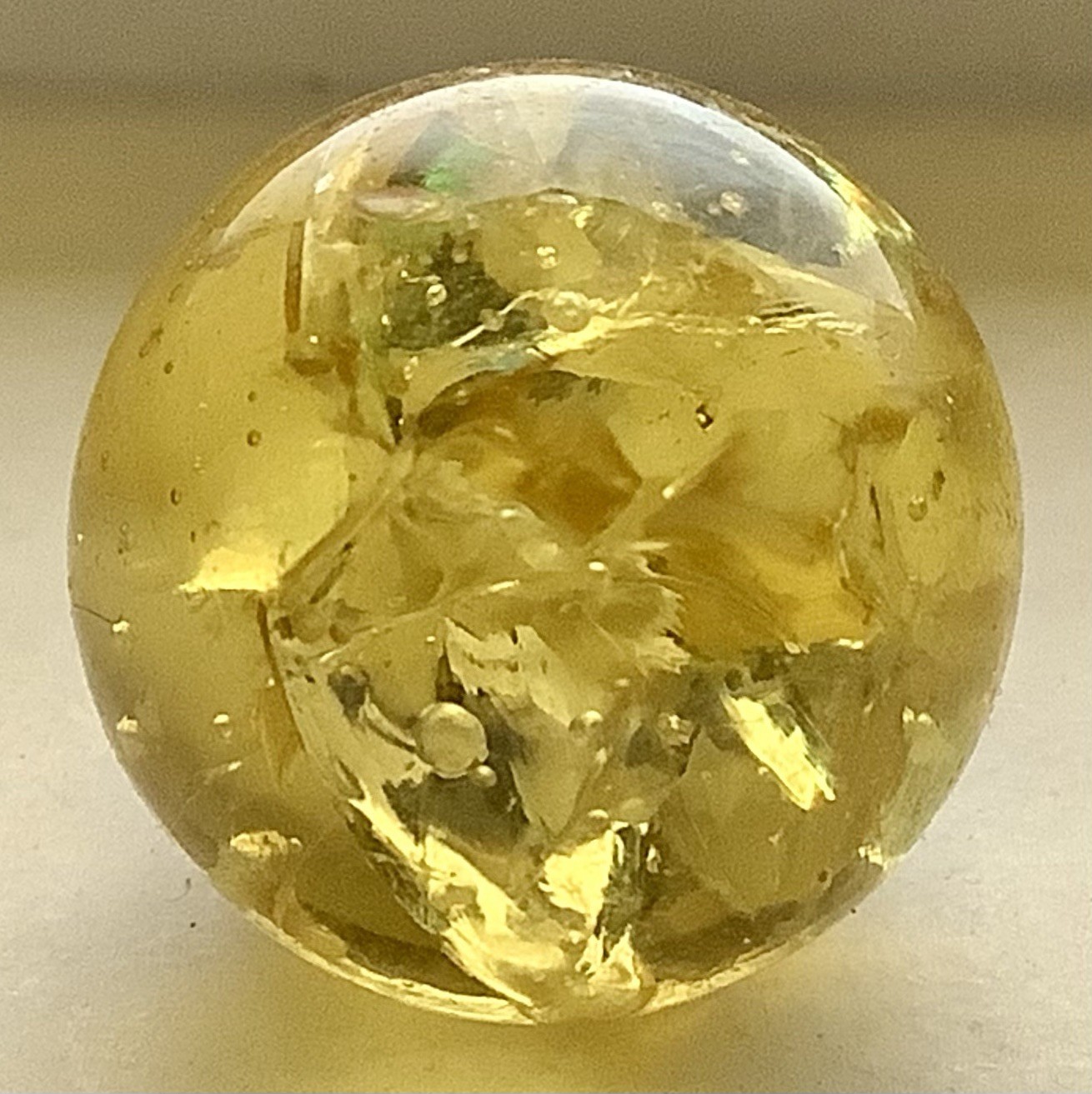 Vintage Estate Gold Vitro Crackle Glass Marble 8/16” Bubbles